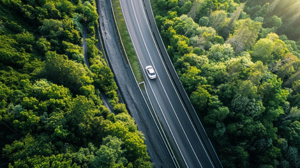 Conducteur conduisant une voiture électrique de manière économe.